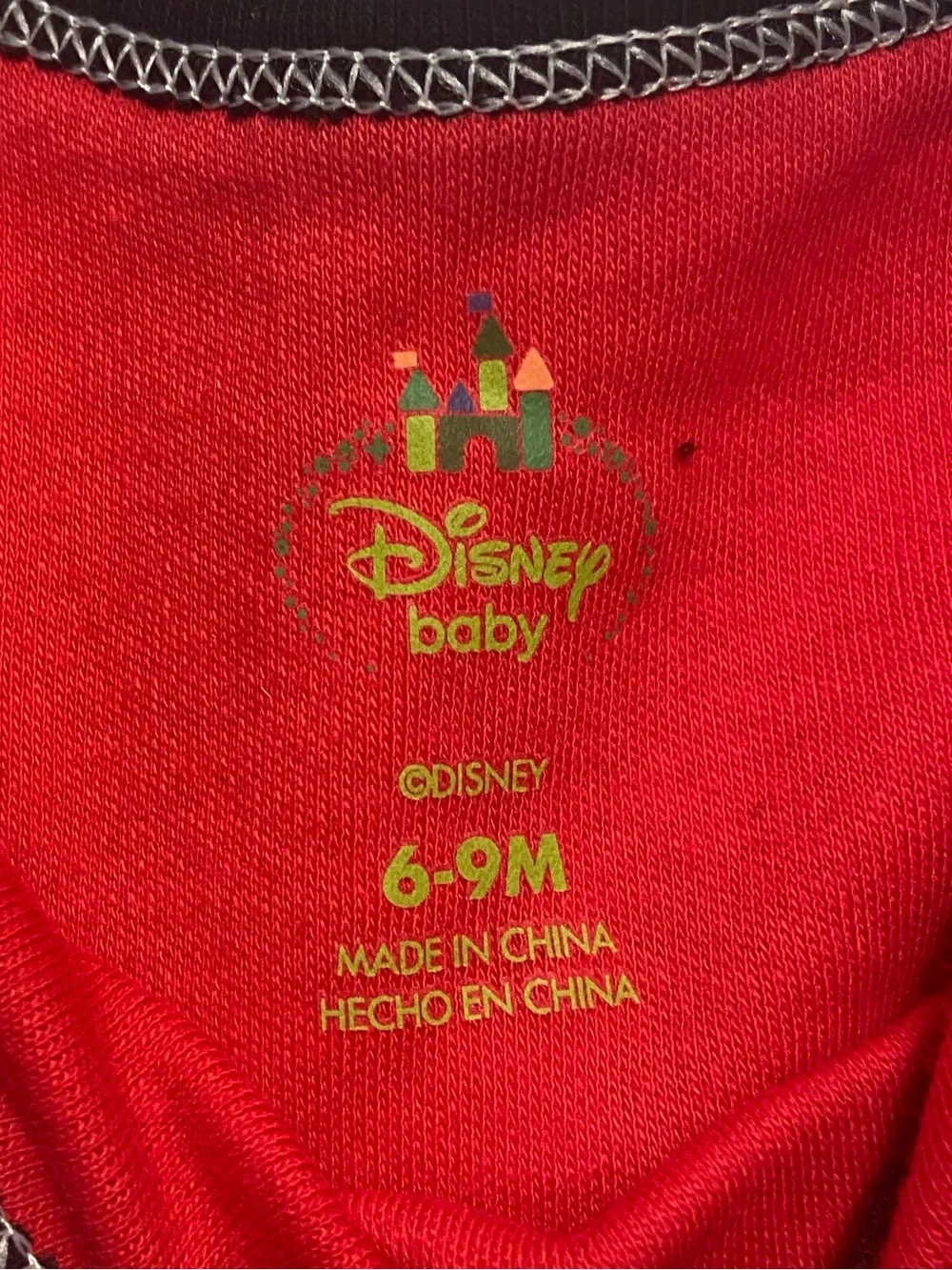 Disney Baby Red Grey Onesie Pants Set Mickey Boys 6/9 Months New